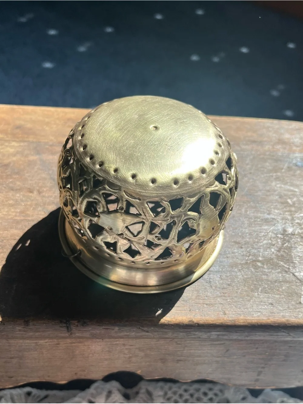 Hanging Decorative Metal Lantern / incense burner- Antique brass